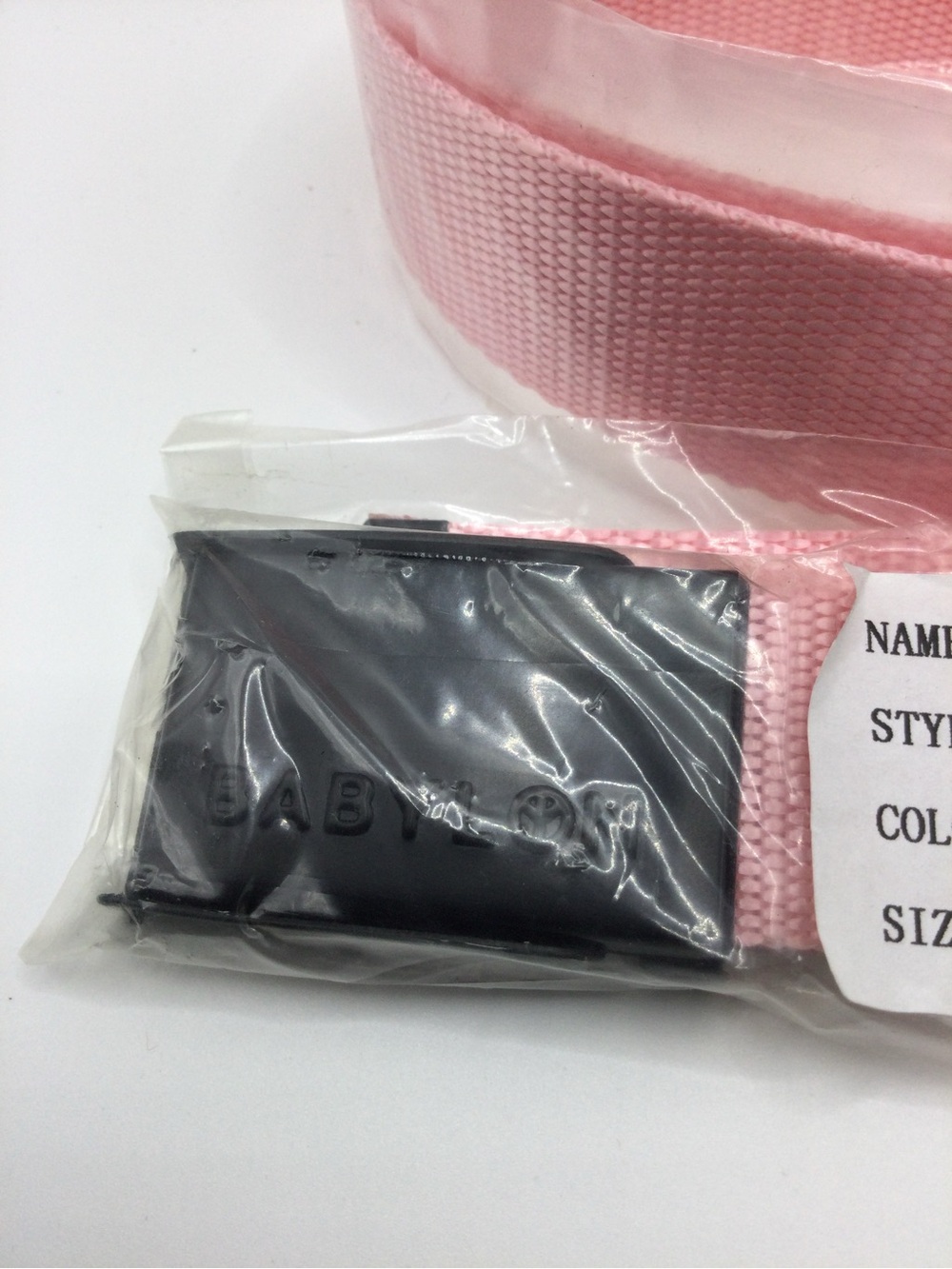 Babylon Pink Webbing Belt with Black Buckle